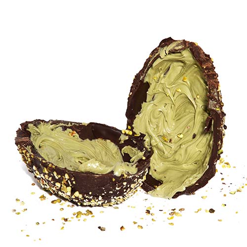 Uovo di Pasqua farcito con crema al pistacchio - senza Glutine e senza Latte